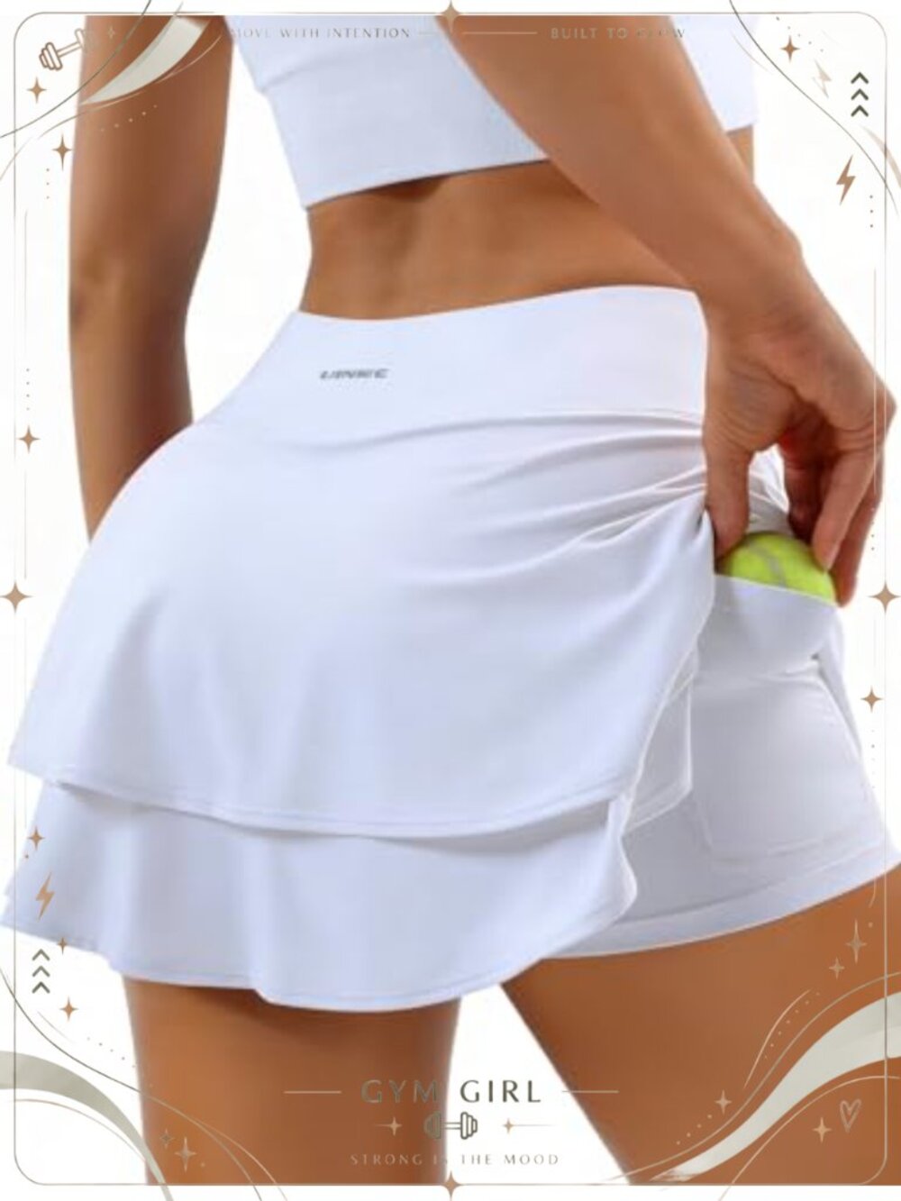 Double Ruffle Tennis Skort High Waisted Athletic Golf Skirt with Inner Shorts